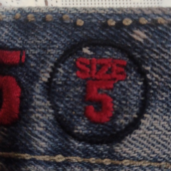 GS-115 Denim boy's Jeans Sz 5 Blue Acid Wash Distressed Ribbed Straig - Picture 6 of 8